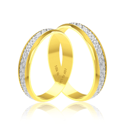 Par de Alianças de Bodas em Ouro 18K - Central Tra... - Ouro Vale Joias