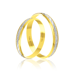 Par de Alianças de Bodas em Ouro 18K - Trabalhado ... - Ouro Vale Joias