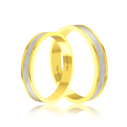 Par de Alianças de Bodas em Ouro 18K - Central Tra... - Ouro Vale Joias