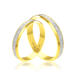 Par de Alianças de Bodas em Ouro 18K - Central Tra... - Ouro Vale Joias