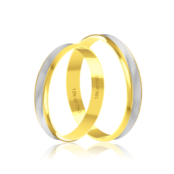 Par de Alianças de Bodas em Ouro 18K - Central Tra... - Ouro Vale Joias