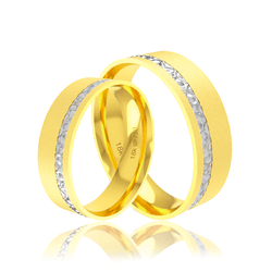 Par de Alianças de Bodas em Ouro 18K - Diamantada ... - Ouro Vale Joias