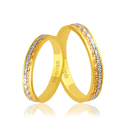 Par de Alianças de Bodas em Ouro 18K - Central Tra... - Ouro Vale Joias