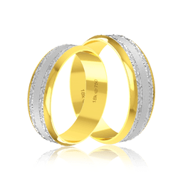 Par de Alianças de Bodas em Ouro 18K - Trabalhado ... - Ouro Vale Joias