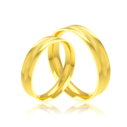 Par de Alianças em Ouro 18K - Trabalhadas com List... - Ouro Vale Joias