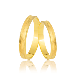 Par de Alianças em Ouro 18K - Com Recortes 3,5mm -... - Ouro Vale Joias