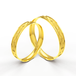 Par de Alianças em Ouro 18K - Trabalhadas com X Ce... - Ouro Vale Joias