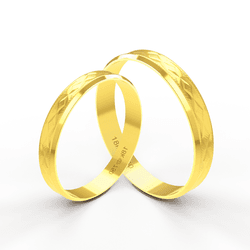 Par de Alianças em Ouro 18K - Trabalhadas com Dese... - Ouro Vale Joias