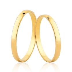 Par de Alianças Tradicionais em Ouro 10K - 2mm - ... - Ouro Vale Joias