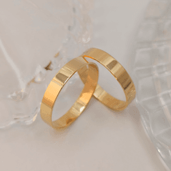 Par de Alianças Retas em Ouro 18K - 3,5mm - OV/J35... - Ouro Vale Joias