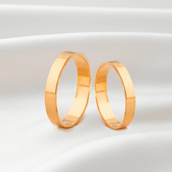 Par de Alianças Retas em Ouro 18K - 3mm - OV4/4 - Ouro Vale Joias
