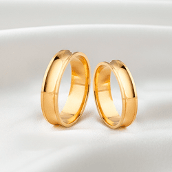 Par de Alianças Côncavas em Ouro 18K - T128R - Ouro Vale Joias