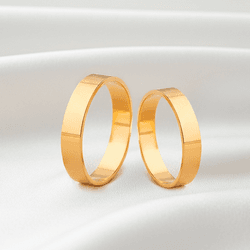 Par de Alianças Retas em Ouro 18K - OV/J250 - Ouro Vale Joias