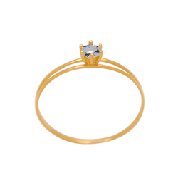 Anel Solitário em Ouro 18K Aro Duplo com Zircônia ... - Ouro Vale Joias