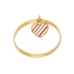 Anel com Pingente de Coração Tricolor em Ouro 18K ... - Ouro Vale Joias