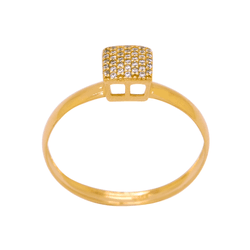 Anel Chuveiro Quadrado Aro Abaulado em Ouro 18K - ... - Ouro Vale Joias