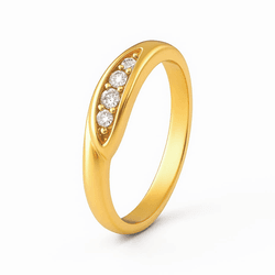 Anel Folha em Ouro 18K + 4 Diamantes - OV/AN294-2 - Ouro Vale Joias