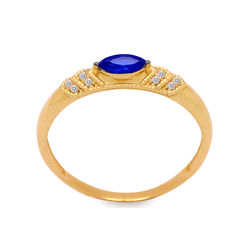 Anel de Formatura em Ouro 18K Zircônia Azul Latera... - Ouro Vale Joias