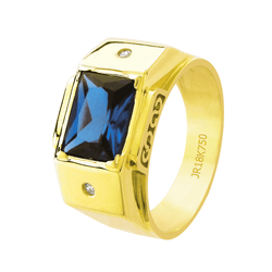 Anel de Formatura em Ouro 18K - Retangular - OV/AN... - Ouro Vale Joias