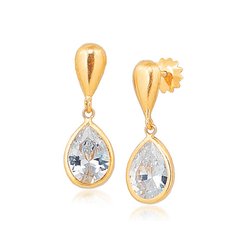 Brinco Gota Pendurada em Ouro 18K - OV/BR0458-2 - Ouro Vale Joias