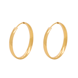 Brinco Argola Fio Abaulado em Ouro 18K - 2cm - BR... - Ouro Vale Joias