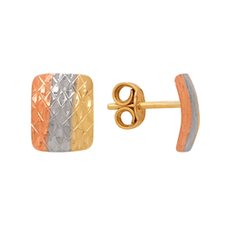 Brinco Chapa Tricolor em Ouro 18K - OV/BR19340-2 - Ouro Vale Joias
