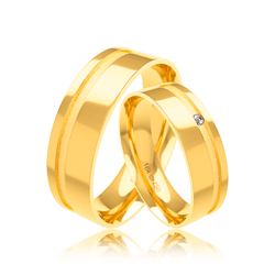 Par de Alianças em Ouro 18K - 6mm - OV/C713R-C413R - Ouro Vale Joias