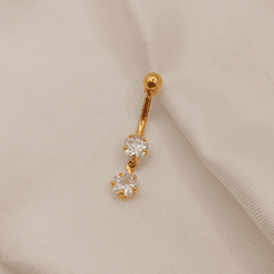 Piercing de Umbigo Estrela em Ouro 18K - Zircônia ... - Ouro Vale Joias