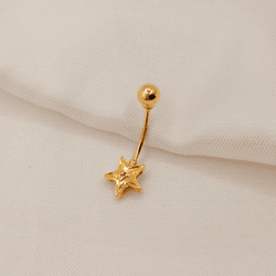 Piercing de Umbigo Estrela com Zircônia em Ouro 18... - Ouro Vale Joias
