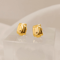 Brinco Quadrado com Diamantes em Ouro 18K - BR711 - Ouro Vale Joias