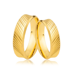 Par de Alianças Trabalhadas em Ouro 18K - OV/406 - Ouro Vale Joias