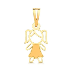 Pingente Filha Menina em Ouro 10K - 1,5cm - OV/PS1... - Ouro Vale Joias