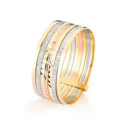 Anel 7 Fios Tricolor em Ouro 10K - OV/AN132.25 - Ouro Vale Joias