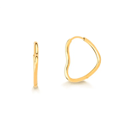 Brinco Argola Coração em Ouro 10K - 1,4cm - OV/BR1... - Ouro Vale Joias