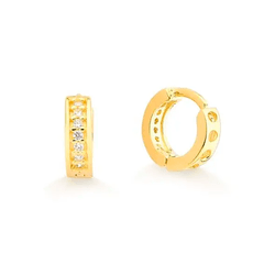 Brinco Argola com Zircônias em Ouro 10K - 9mm - OV... - Ouro Vale Joias