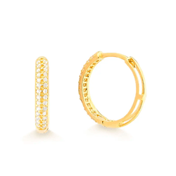 Brinco Argola em Ouro 10K com Zircônias - 1,6cm - ... - Ouro Vale Joias