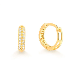 Brinco Argola com Zircônias em Ouro 10K - 0,9cm - ... - Ouro Vale Joias
