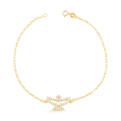 Pulseira Espírito Santo com Zircônias em Ouro 10K ... - Ouro Vale Joias