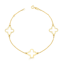 Pulseira Bailarina com Trevos em Ouro 10K - OV/PS3... - Ouro Vale Joias