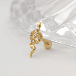 Piercing Cobra em Ouro 18K com Zircônias - Tragus ... - Ouro Vale Joias