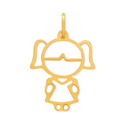 Pingente Menina em Ouro 18k - OV/5944.G-14 - Ouro Vale Joias