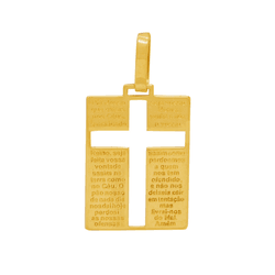 Pingente Placa Oração Pai Nosso em Ouro 18K - OV/P... - Ouro Vale Joias
