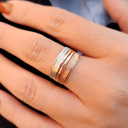 Anel Tricolor Vazado em Ouro 18K - AN/308-2 - Ouro Vale Joias