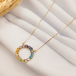 Corrente em Ouro 18K - Pedras Naturais - CO472-2 - Ouro Vale Joias