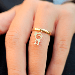 Anel Filha em Ouro 18K - Menina - AN/9357-2 - Ouro Vale Joias