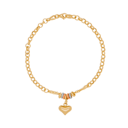 Pulseira Portuguesa com Pingente Coração Ouro 18k ... - Ouro Vale Joias
