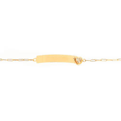 Pulseira Infantil Cartier com Placa e Coração em O... - Ouro Vale Joias