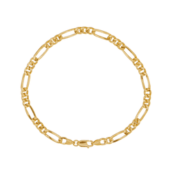 Pulseira Groumet 3x1 Achatada em Ouro 18K - 22cm -... - Ouro Vale Joias