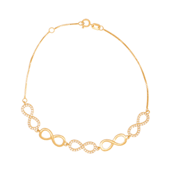 Pulseira Veneziana Símbolo Infinito Ouro 18K com Z... - Ouro Vale Joias