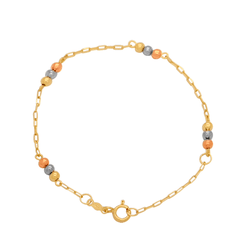 Pulseira Infantil em Ouro 18K Elo Cartier 3 bolinh... - Ouro Vale Joias